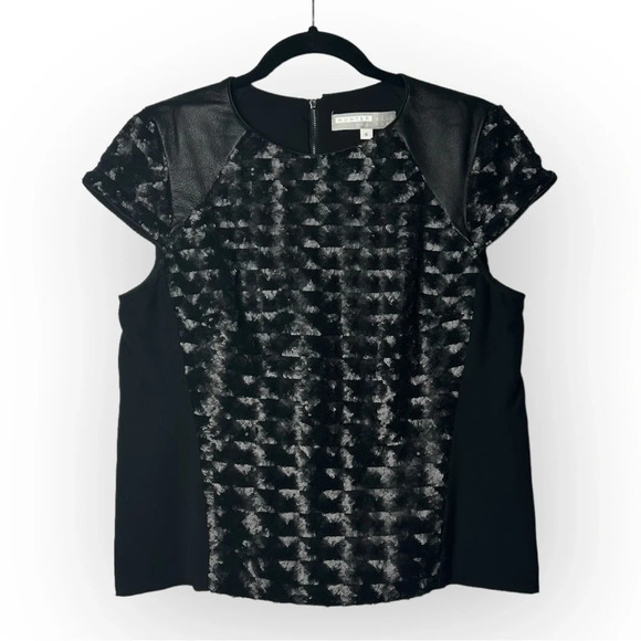 Hunter Bell Black Sequin Cap Sleeve Top  6 - Picture 1 of 6